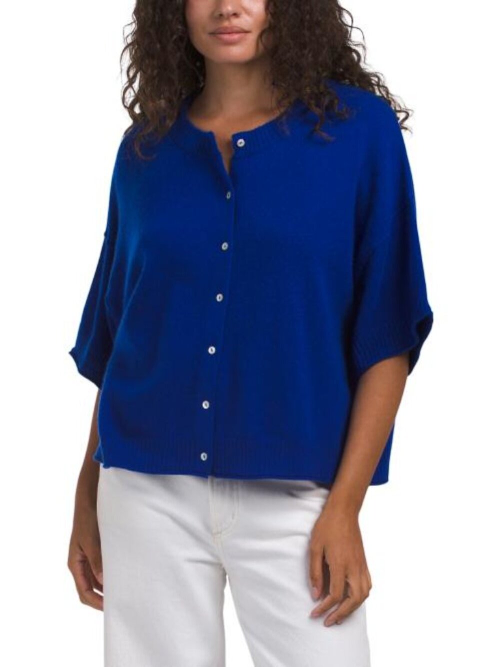 JASON WU Cashmere Boxy Short Sleeve Cardigan